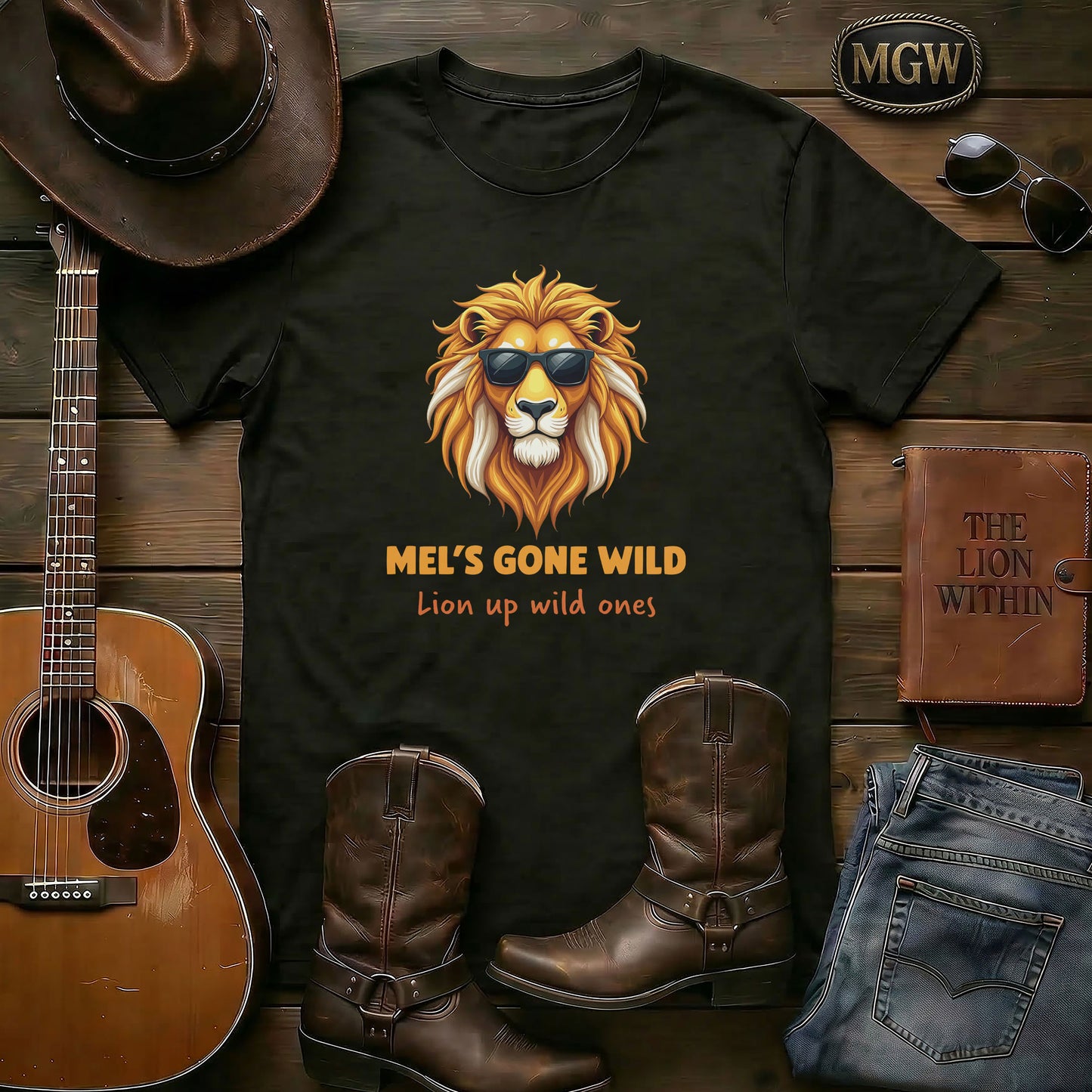 Mel's Gone Wild Signature Tee - Lion Logo Shirt - Bold Graphic Tee - Motivational Apparel - Dual Fit Options