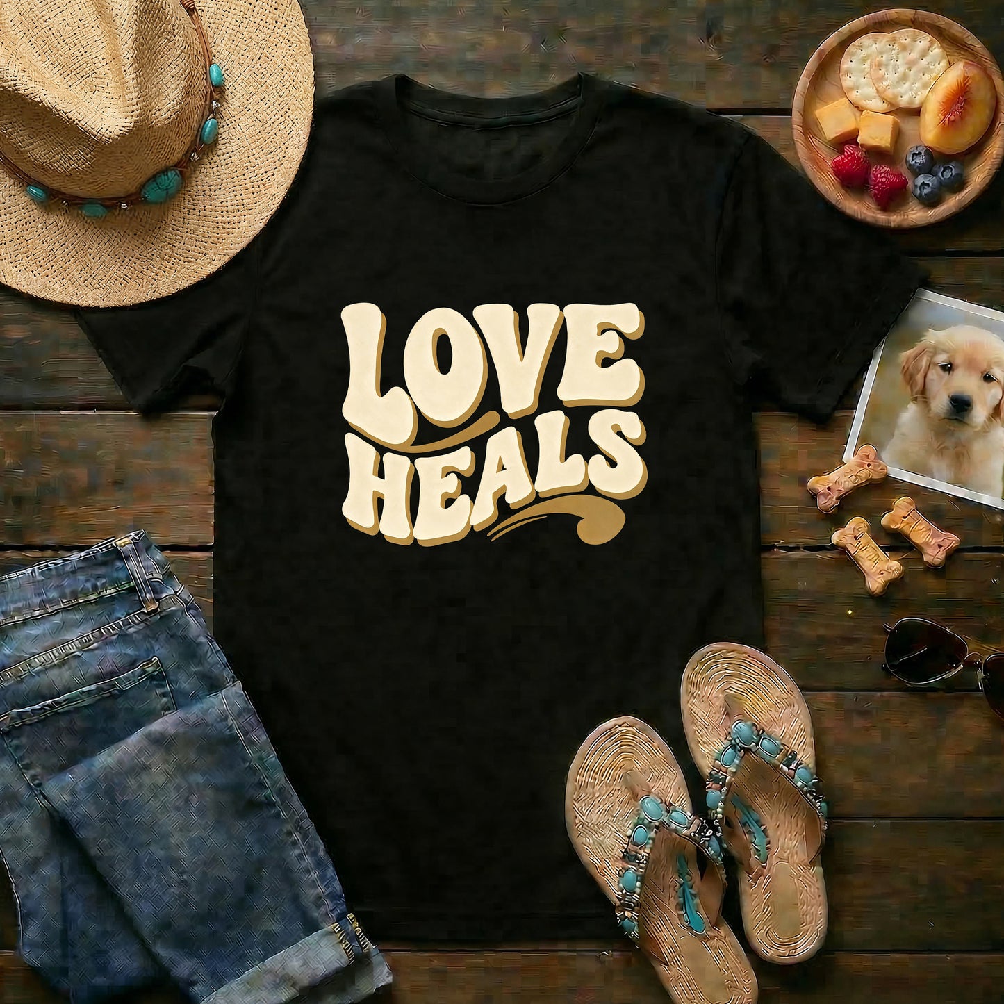 Love Heals Vintage Tee | Sunday Vibes | 70s Bold Typography | Heart Chakra Shirt | Healing Energy