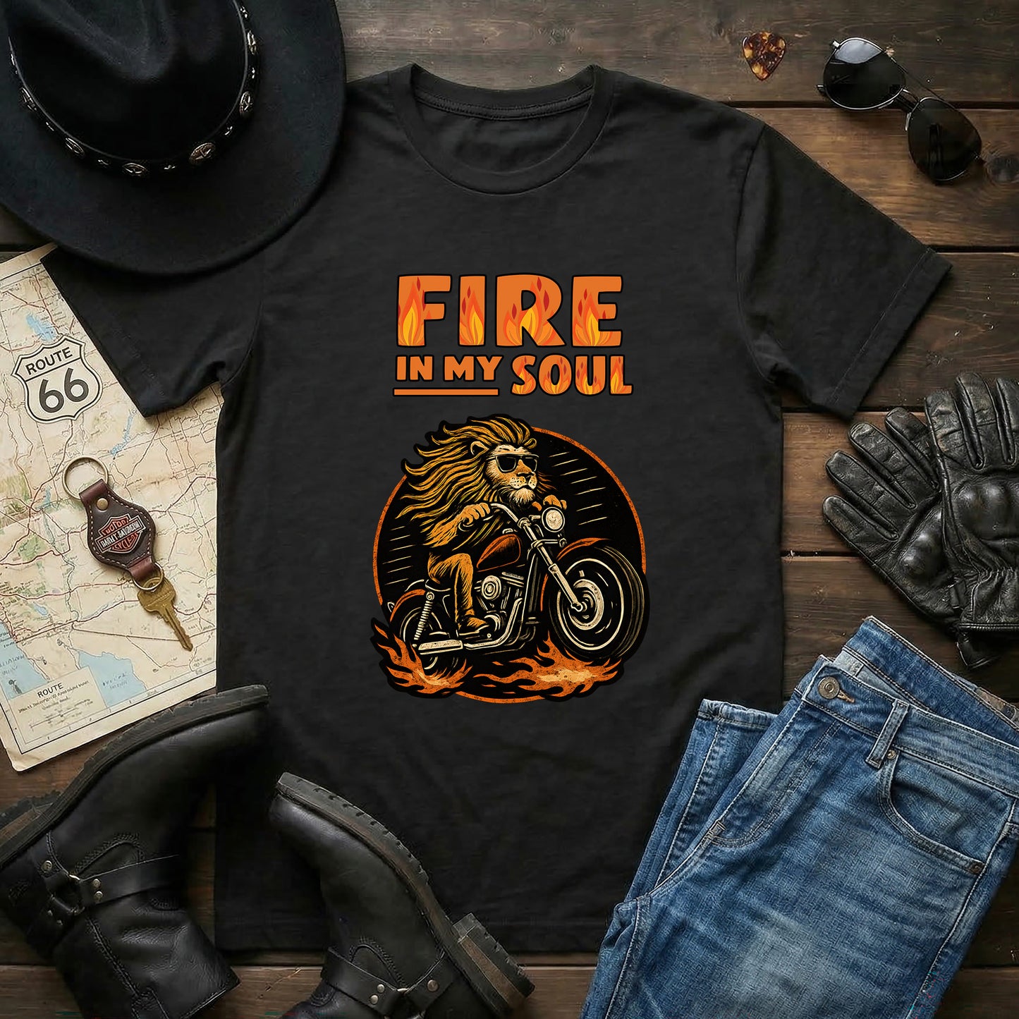 Fire in My Soul | MGW Graphic Tee | Premium Unisex Vintage Black | Biker Motorcycle Shirt | Road Trip Tee