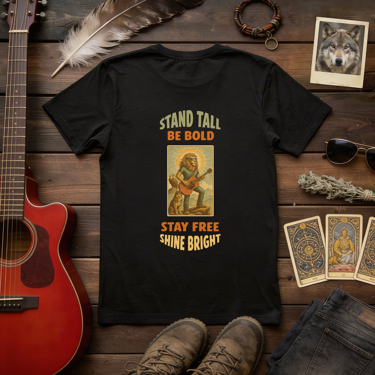 Shine Bright | Stand Tall Be Bold Stay Free | MGW Graphic Tee | Premium Unisex Vintage Black | Inspirational Spirit Tee