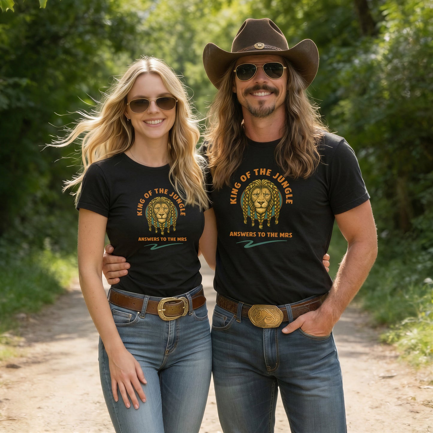 King of the Jungle | MGW Graphic Tee | Funny Couples Shirt | Premium Unisex Vintage Black | Husband Gift