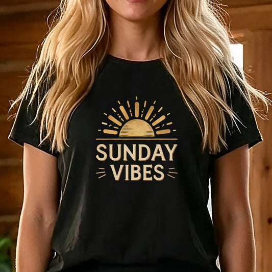 Sunday Vibes Signature Logo Tee | Dual Fit Options | Premium Black Graphic Tee | Conscious Lifestyle Apparel
