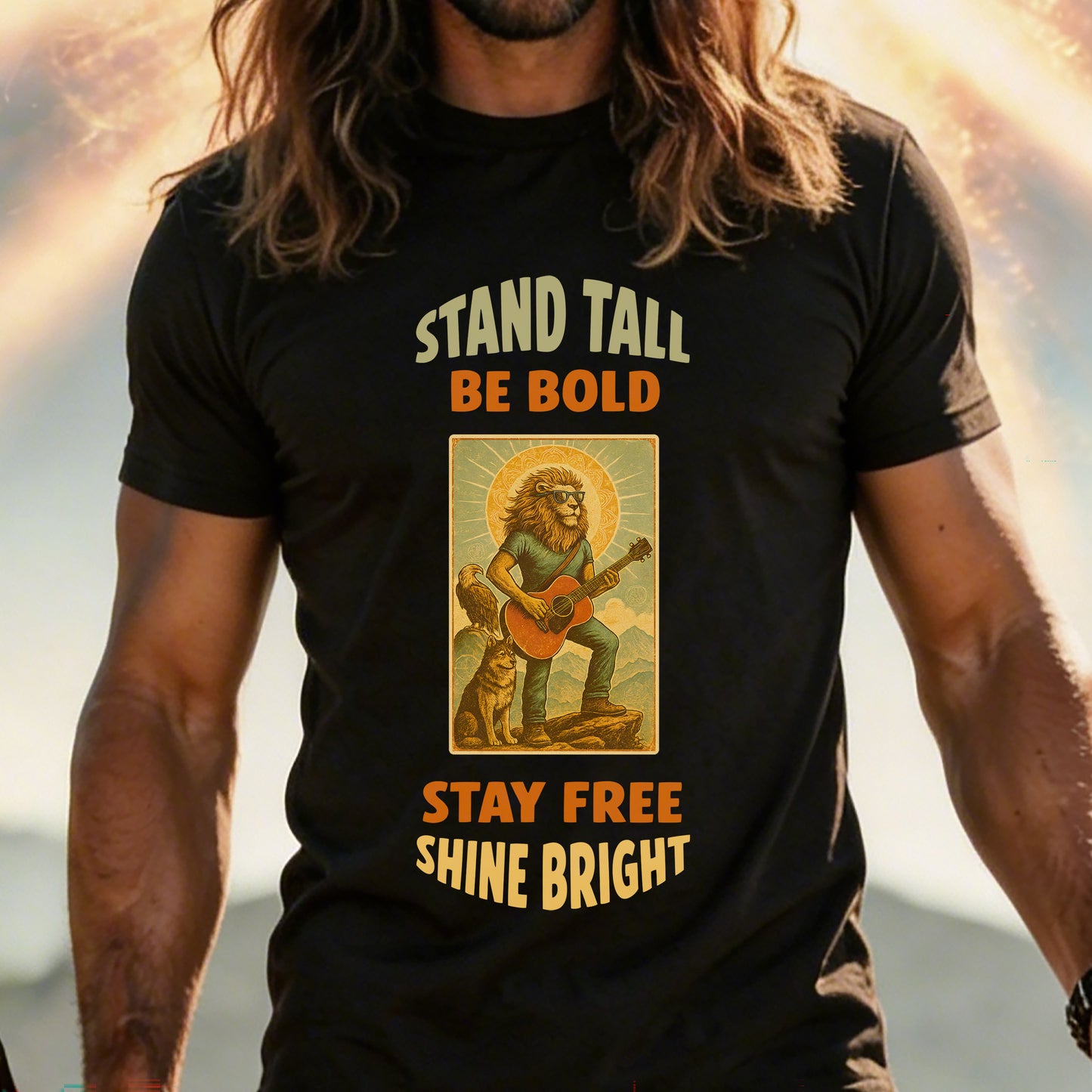 Shine Bright | Stand Tall Be Bold Stay Free | MGW Graphic Tee | Premium Unisex Vintage Black | Inspirational Spirit Tee