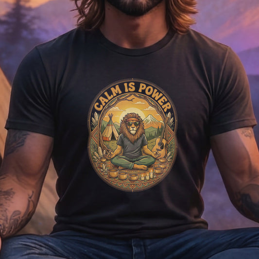 Calm Is Power | MGW Graphic Tee | Premium Unisex Vintage Black | Meditation Spiritual Apparel
