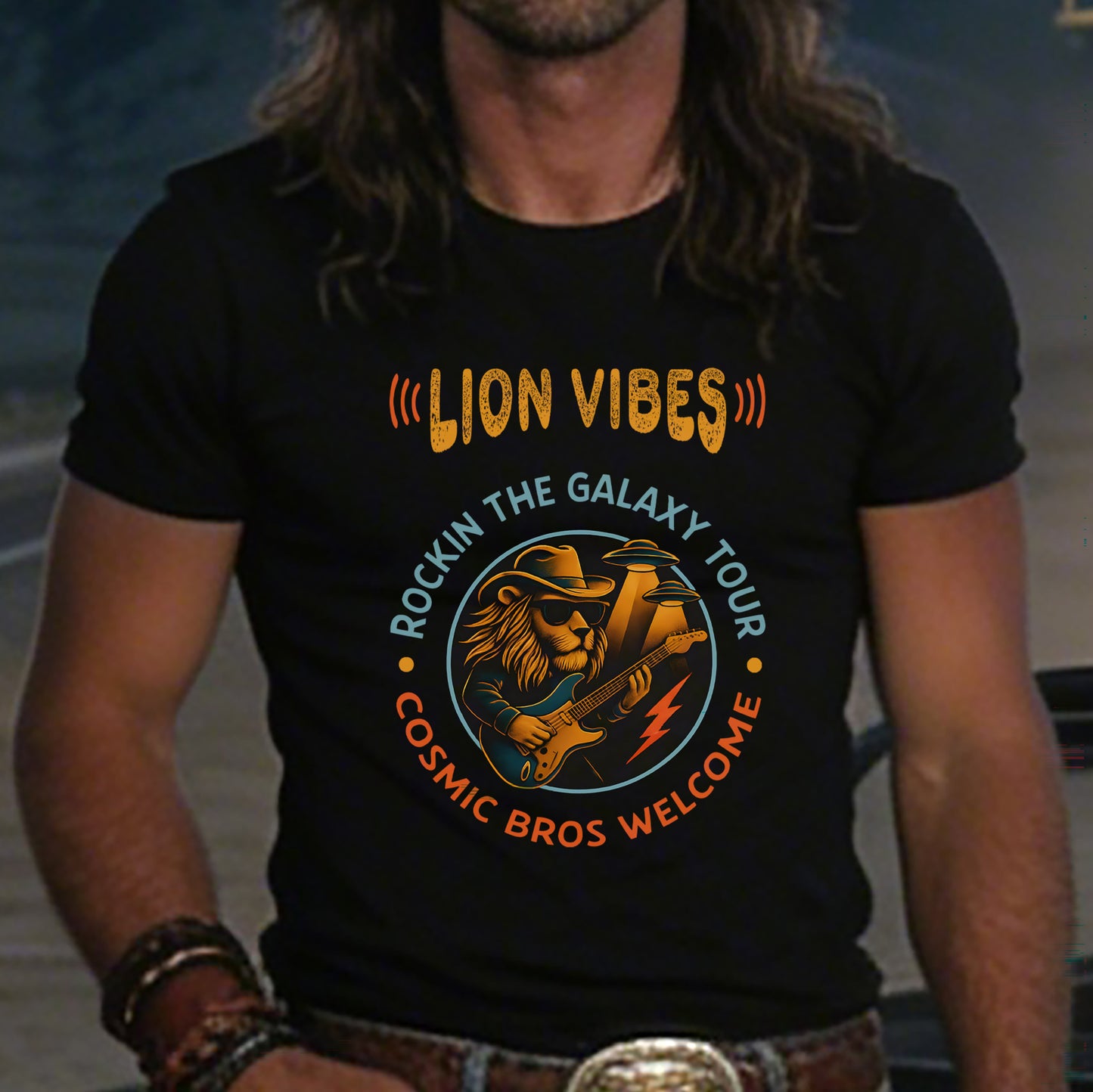 Cosmic Bros Welcome | MGW Graphic Tee | Premium Unisex Vintage Black | Funny Cosmic Shirt | Galaxy Music Tee