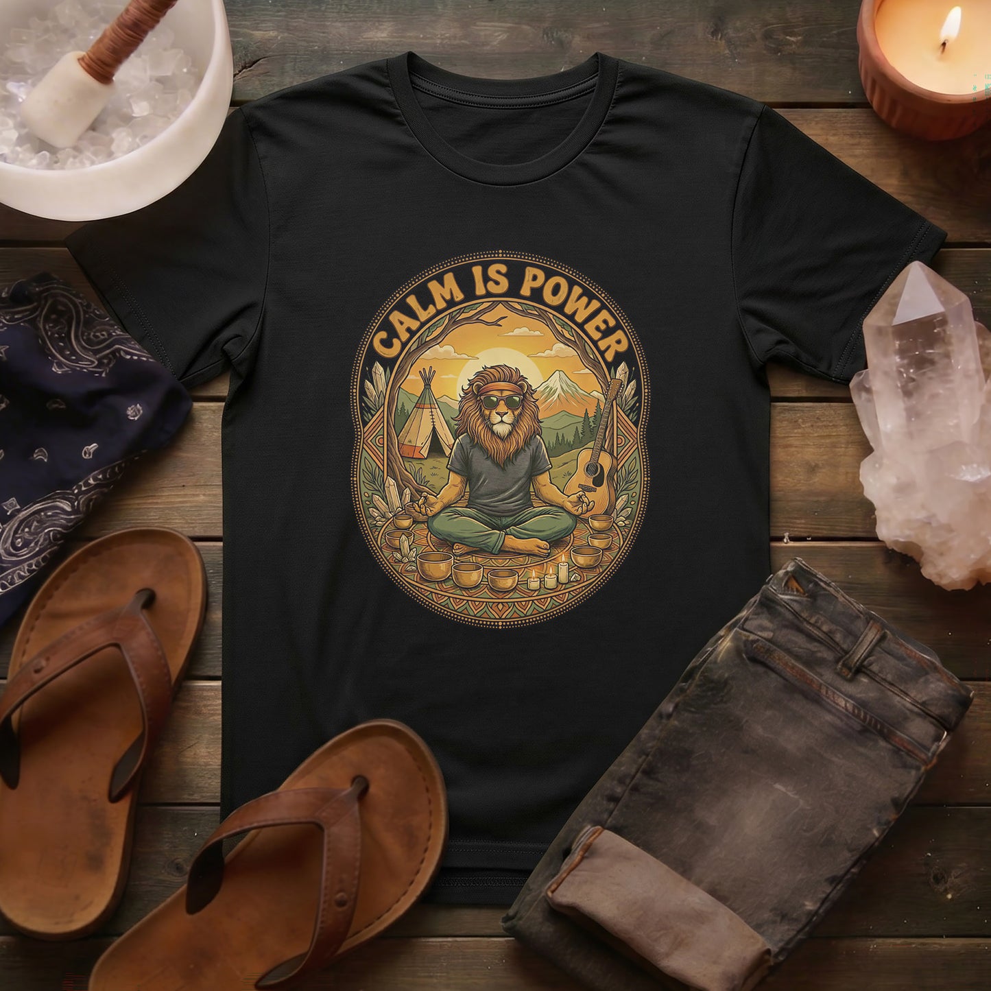 Calm Is Power | MGW Graphic Tee | Premium Unisex Vintage Black | Meditation Spiritual Apparel