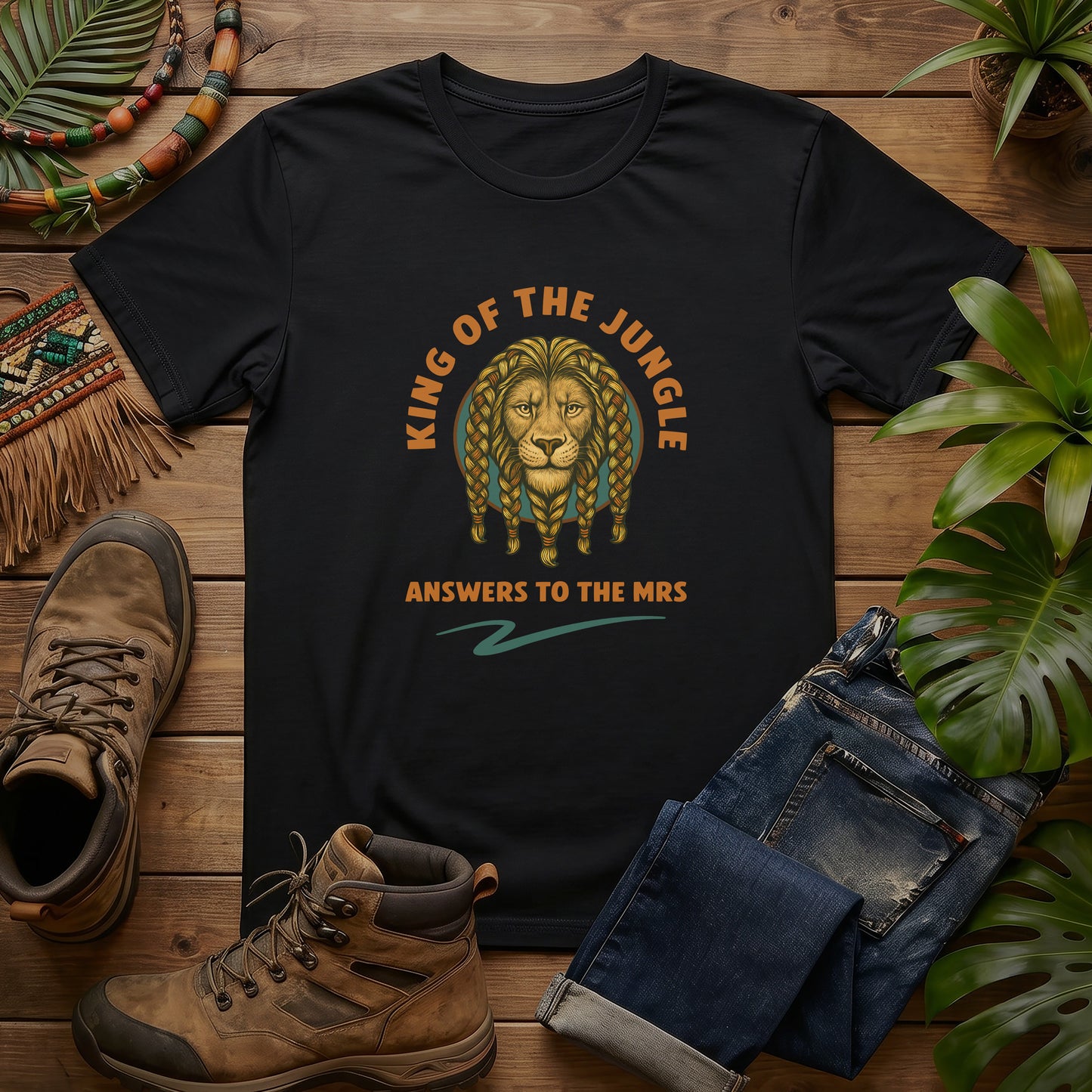 King of the Jungle | MGW Graphic Tee | Funny Couples Shirt | Premium Unisex Vintage Black | Husband Gift