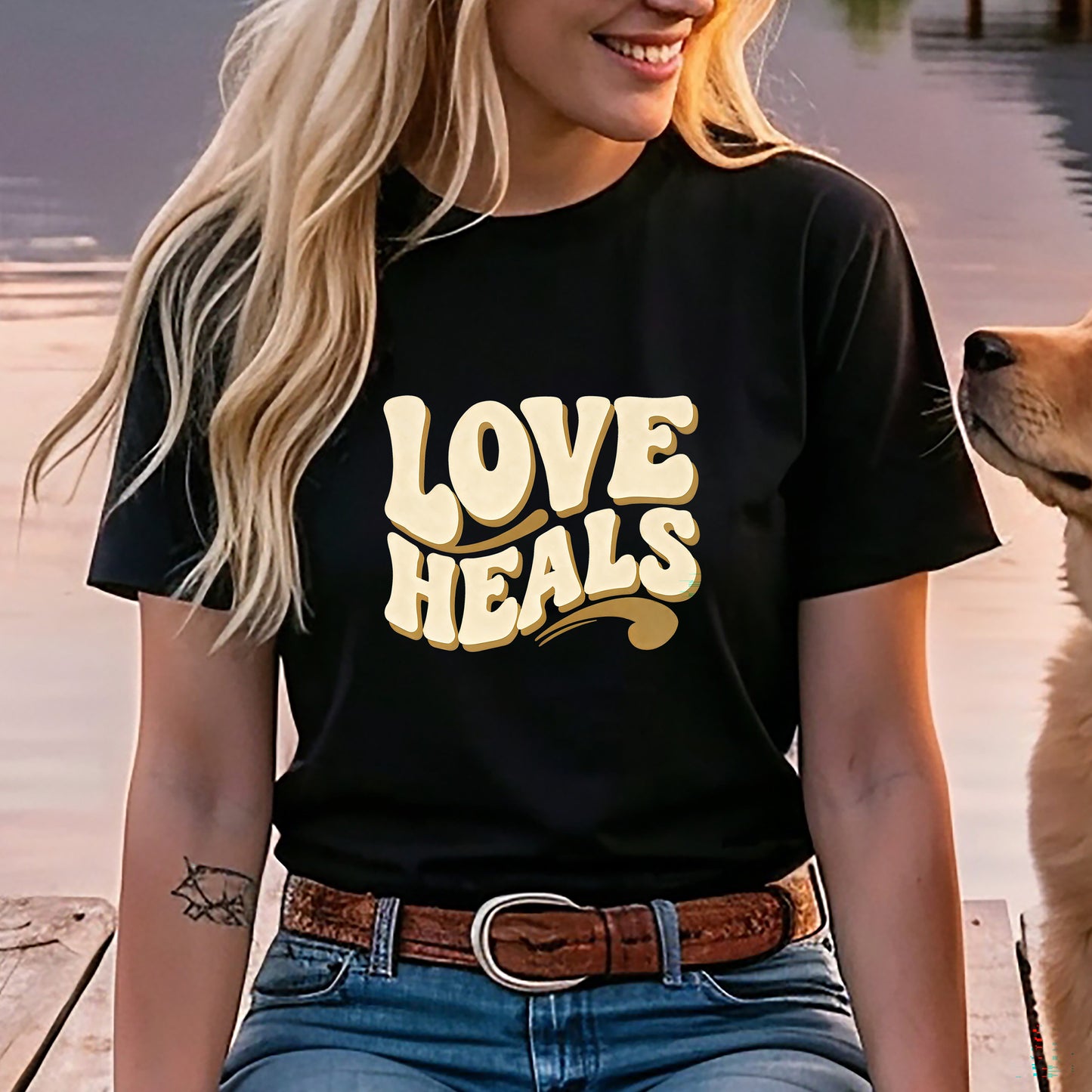 Love Heals Vintage Tee | Sunday Vibes | 70s Bold Typography | Heart Chakra Shirt | Healing Energy